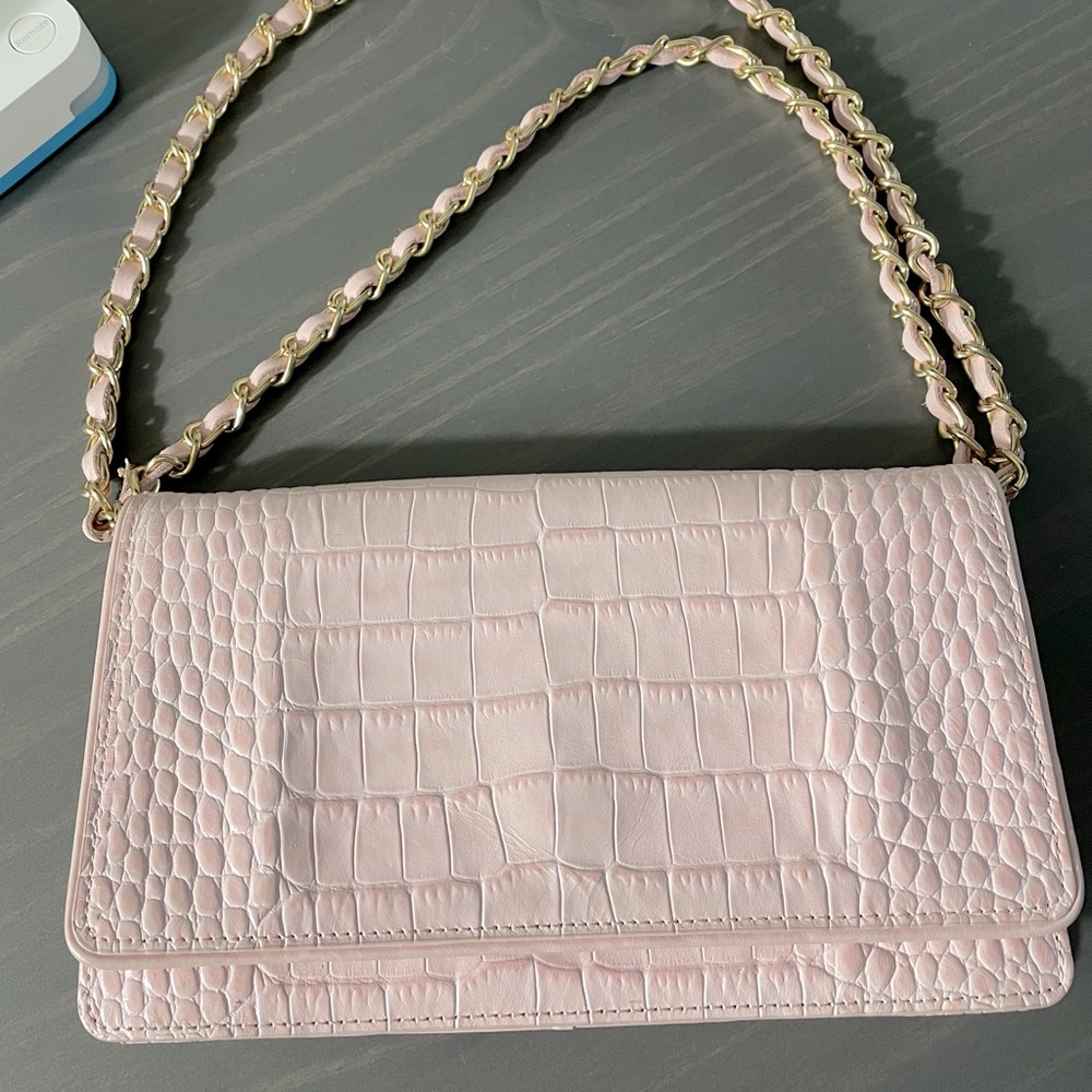 Pink croc Nordstrom envelope crossbody